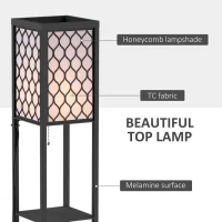 HOMCOM Three-Shelf Standing Lamps Set of 2 - Black(m-4)