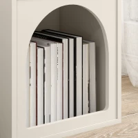 HOMCOM Mesilla de Noche Estrecha con 2 Compartimentos Abiertos Diseño en Forma de Arco 40x30x60 cm Crema(m-9)