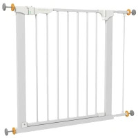 PawHut Türschutzgitter Treppenschutzgitter mit Verlängerung Türgitter ohne Bohren Treppengitter für Breiten 74-95 cm Metall Weiß(m-11)