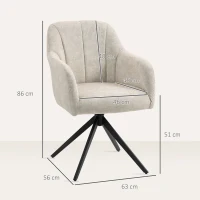 HOMCOM Drehbarer Akzentstuhl, Polsterstuhl mit Stoffbezug, Armlehnen, Stahlbeine, für Wohnzimmer, Schlafzimmer, Büro, Beige(m-3)