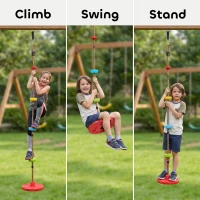 AIYAPLAY Climbing Rope, Kids Tree Swing Kit with Platforms and Disc Swings Seat, Obstacle Course Kids for Garden, Red(m-4)