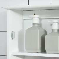 kleankin Specchio Bagno Contenitore con Anta Magnetica, Mobile Bagno con Specchio, Ripiano Regolabile, Bianco(m-8)
