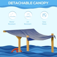 Outsunny Sand Pit, Kids Wooden Sandbox Pirate Ship, Sandboat Play Station with Canopy Shade, Storage Bench and Bottom Liner for Outdoor Garden(m-7)