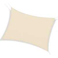 Outsunny Tenda a Vela Parasole Rettangolare 4 x 6m, Tenda da Sole Protezione Raggi UV in HDPE 185g/㎡, Crema(m-11)