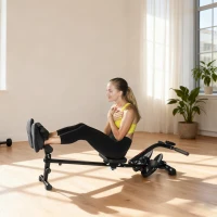 SPORTNOW Rudermaschine, Rudergerät für Situps, 12-stufig verstellbar, 2-in-1 Kardiogerät, LCD-Anzeige, Stahl, Kunststoff, Schwarz(m-9)