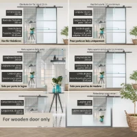 HOMCOM Kit pentru ușă glisantă din oțel carbon cu șine, opritoare și ghidaje, 200x40x0.6 cm, Negru(m-4)
