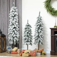 HOMCOM Set of 3 Pencil Flocked Christmas Tree, 3ft 4ft 5ft(m-8)