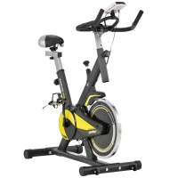 HOMCOM Upright Exercise Bike Indoor Training Cycling Machine Stationary Workout Bicycle with 10KG Flywheel and Adjustable Resistance Seat Handlebar LCD Display for Home Gym(m-10)