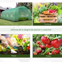 Outsunny Invernadero Tipo Caseta de Jardín o Terraza 6x3x2 m para Cultivo de Plantas y Semillas Color Verde(m-7)