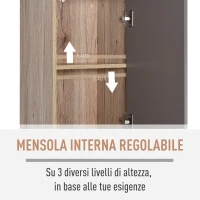 HOMCOM Mobiletto Salvaspazio per Bagno in Legno, Mobile da Bagno con 2 Armadietti e Ripiani Regolabili, Design a Colonna, 30x24x170 cm, Grigio e Rovere(m-6)