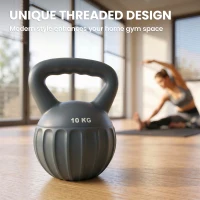 SPORTNOW Kettlebell for Strength Training Kettle Bell with Non-Slip Handle 10 kg Grey(m-4)