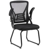 HOMCOM Office Chair, Ergonomic Desk Chair No Wheels with Mesh Backrest and Steel Legs for Home Conference Room, Black(m-15)