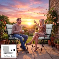 Outsunny Patio Chair Cushions Set of 4, Waterproof Non-Slip Lounge Chair Cushions, 112x53cm, Light Grey(m-9)