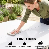 Outsunny Mesa Auxiliar Redonda Mesa de Jardín Plegable con Marco de Acero y Encimera de HDPE Carga 80 kg Ø122x73 cm Blanco(m-5)