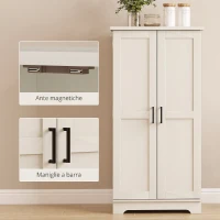 HOMCOM Credenza Cucina, Mobile Dispensa Rustico con 12 Portaspezie, Ripiani Regolabili, 2 Ante, per Sala da Pranzo Soggiorno, 60x40x120 cm, Crema(m-6)