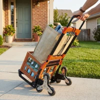 HOMCOM Heavy Duty Foldable Trolley on Wheels, Steel Folding Hand Truck, 75kg, Black and Orange(m-9)