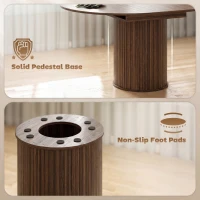 HOMCOM Extendable Round Dining Table Kitchen Table Hidden Leaf Storage Pedestal Base Seats 6-8 110-150 cm Dark Walnut(m-6)