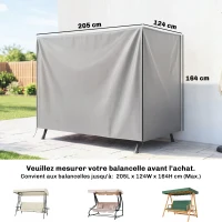 Outsunny Housse de Protection balancelle de Jardin 3 Places bâche étanche dim. 2,05L x 1,24l x 1,64H m Polyester Gris(m-3)
