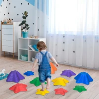 Outsunny 11-Piece Balance Stepping Stones for Kids Starfish Style Non-slip Obstacle Course Stackable Balance Blocks Garden Toys Encourage Toddler Balance Indoor Outdoor - Multicoloured(m-10)