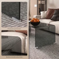 HOMCOM Table Basse en Verre, Table de Salon Rectangulaire Design Moderne avec Bords Arrondis Sûrs, Gris Clair Transparent(m-5)