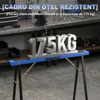 HOMCOM Set 2 Capre de Lucru Pliabile cu Suprafață Antiderapantă EVA pentru Tăiere Lemn, Albastru și Negru(m-4)