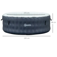 Outsunny Piscina Idromassaggio Gonfiabile e Riscaldante fino 42℃ con 108 Getti, per 4-6 Persone(m-3)