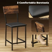 HOMCOM Three-Piece Compact Bar Table Set - Brown/Black(m-5)