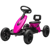 AIYAPLAY Pedal Go Kart for Kids 2-5 Years, with Silent EVA Wheels, Metal Frame, Pink(m-11)