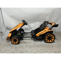 AIYAPLAY Kart Elétrico para Crianças 12 V, Go-Kart, 2 Motores, Assento Ajustável, Bateria de Lítio, Partida Progressiva, Laranja(m-4)