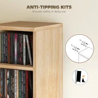 HOMCOM Set of 2 CD Media Display Shelf Unit Tower Rack with Adjustable Shelves, Natural(m-7)