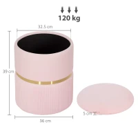 HOMCOM Velvet-Feel Storage Ottoman - Pink(m-3)