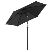 Outsunny Parasol droit parasol inclinable de jardin manivelle toile polyester haute densité 180 g/m² Ø2,6 x 2,35 m aluminium noir(m-9)