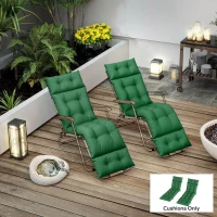 Outsunny Set of Two 190 x 56cm Sun Lounger Cushions - Green(m-9)