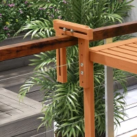 Outsunny Tavolino da Ringhiera per Balcone Pieghevole e Regolabile in Legno, Colore Teak(m-9)