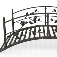 Outsunny Pont de jardin pont de bassin décoration du jardin dim. 119L x 67l x 47H cm avec balustrade motif de vigne acier noir(m-7)