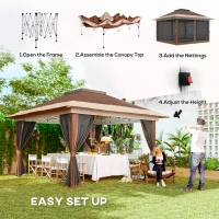 Outsunny 3.6 x 3.6m Pop-Up Gazebo, with Accessories - Brown(m-4)