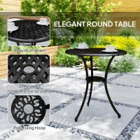 Outsunny 3 Pieces Garden Dining Set for 2, Cast Aluminium Outdoor Dining Set with 2 Armchairs and Round Dining Table with Parasol Hole, Garden Furniture Bistro Set, Bronze Tone(m-6)