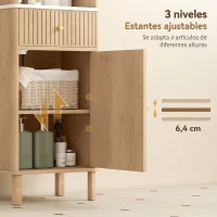 HOMCOM Columna de Baño con Cajón, 2 Armarios y Estantes Ajustables, Estante Efecto Mármol, 41.5x30x168 cm, Roble(m-7)