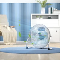 HOMCOM 18" Chrome Metal Floor Fan with Tilting, High Velocity, 3 Speed, Portable Gym Fan for Home Office, Silver(m-2)