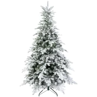 HOMCOM 5ft Bushy Snow-Flocked Artificial Christmas Tree, with LED Lights(m-1)