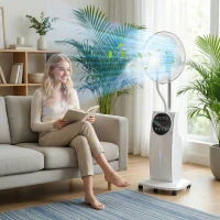 HOMCOM 135cm Pedestal Fan with Water Mist Spray Humidifying Misting Fan, White(m-10)