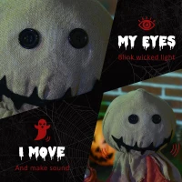 HOMCOM 77cm Halloween Scarecrow Decoration, Outdoor Activated Prop with Light Up Eyes, Sound Activated(m-5)