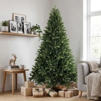HOMCOM Artificial Christmas Tree, Hinged Xmas Tree with 3834 PE & PVC Branch Tips, 7ft, Green(m-8)