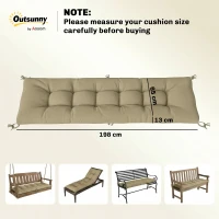 Outsunny Sun Lounger Cushion, Memory Foam Patio Chair Cushion with Ties, Outdoor Seat Pad Fits 190 x 60 cm Lounger, Sand(m-3)