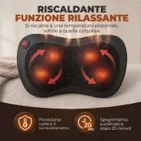 HOMCOM Cuscino Massaggiante Schiena Collo con Riscaldamento e 4 Nodi Shiatsu, per Casa, Ufficio, Auto, Nero(m-5)
