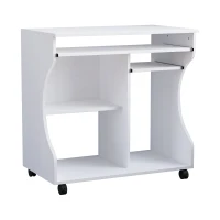 HOMCOM Multi-Storage Compact Work Desk, with Wheels - White(m-1)