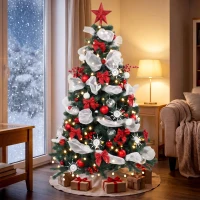 HOMCOM Weihnachtsbaum 180cm mit 200 LED-Lichtern Fernbedienung, 8 Modi, 800 Spitzen(m-2)