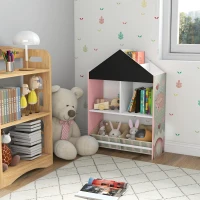 ZONEKIZ Organizador Infantil Estantería para Juguetes con Estantes Abiertos y 2 Cajas Extraíbles 62,4x26,5x90 cm Rosa(m-10)