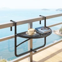 Outsunny Table Suspendue pour Balcon dim. 60L x 45l cm Hauteur réglable 3 Niveaux métal époxy Noir(m-2)