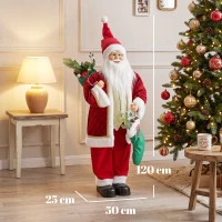 HOMCOM 4ft Life Size Singing Dancing Santa Claus, 120 cm Standing Musical Animated Santa with Stocking, Sack, Posable Arms, Handcrafted, Sound Touch Activated, Moving Christmas Figure Decor(m-3)